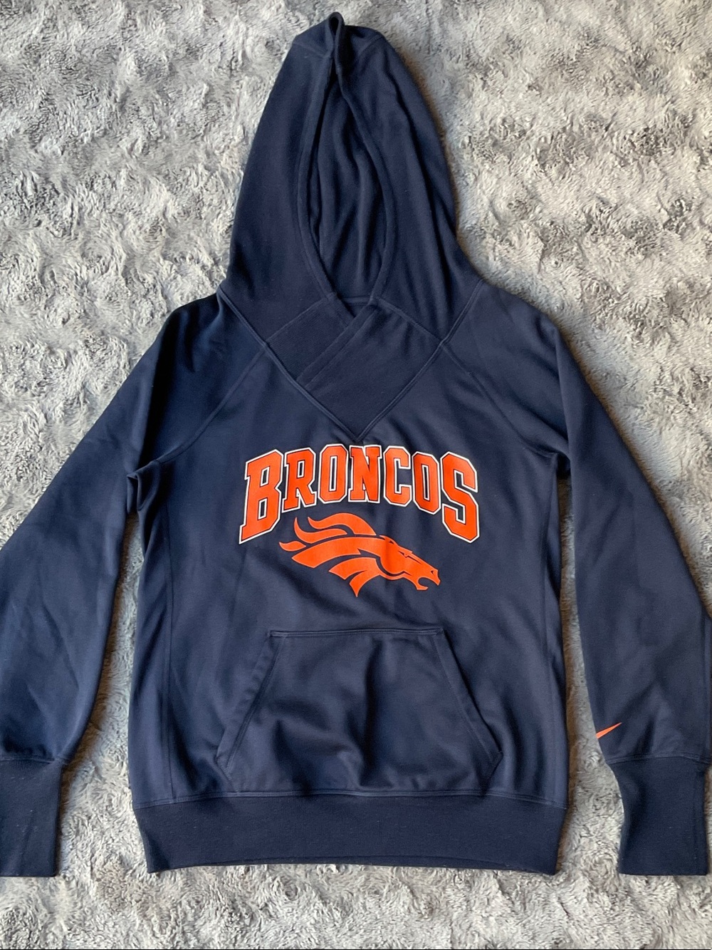 Denver Broncos  Navy Hoodie with Orange Logo